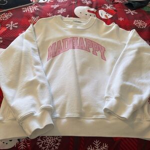 Madhappy White Sweatshirt with Pink Logo